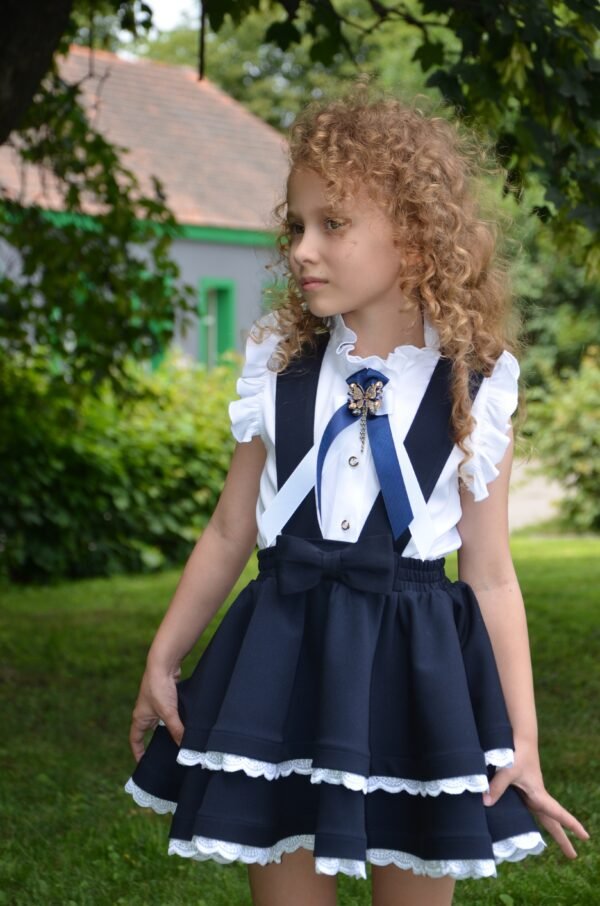 САРАФАН З МЕРЕЖИВОМ синій SCHOOL 2025 - Зображення 3