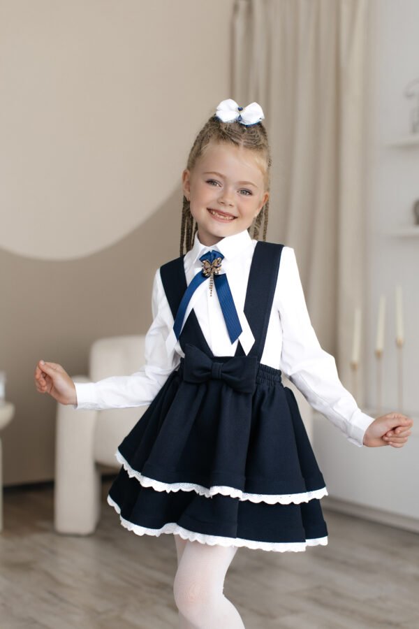 САРАФАН З МЕРЕЖИВОМ синій SCHOOL 2025 - Зображення 2