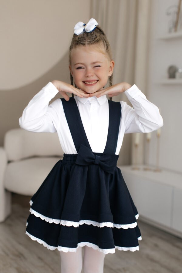 САРАФАН З МЕРЕЖИВОМ синій SCHOOL 2025 - Зображення 5